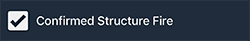 Notification checkbox for Confirmed Structure Fire.