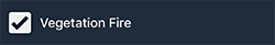 Notification checkbox for Vegetation Fire.