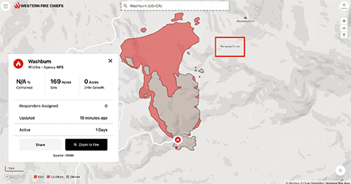 WFCA Fire Map Sample Screen
